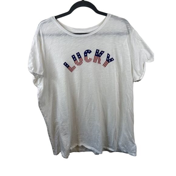 Lucky Brand Tops - Lucky Brand Womens T-shirt w/Lucky Branded in Fourth of July Colors Size 1X